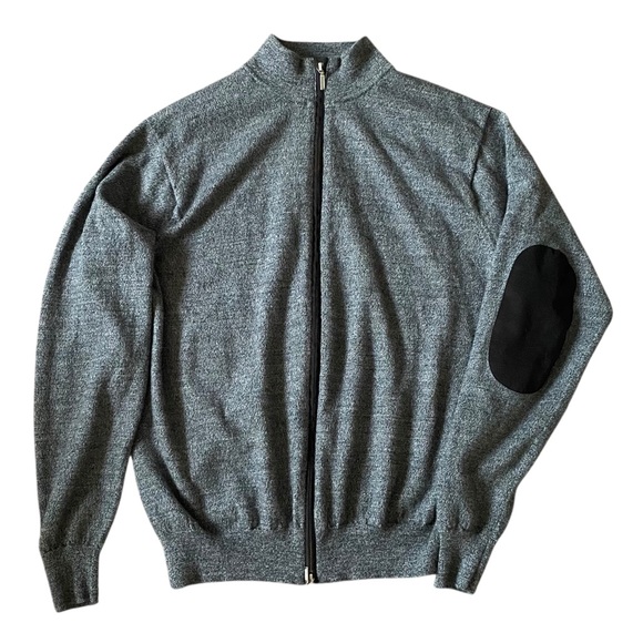 Peter Millar 100% Merino Wool Full-Zip Sweater Men XL Grey Elbow Patch Preppy - Picture 16 of 16